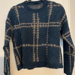 Plaid Blue and Cream Women's Sweater